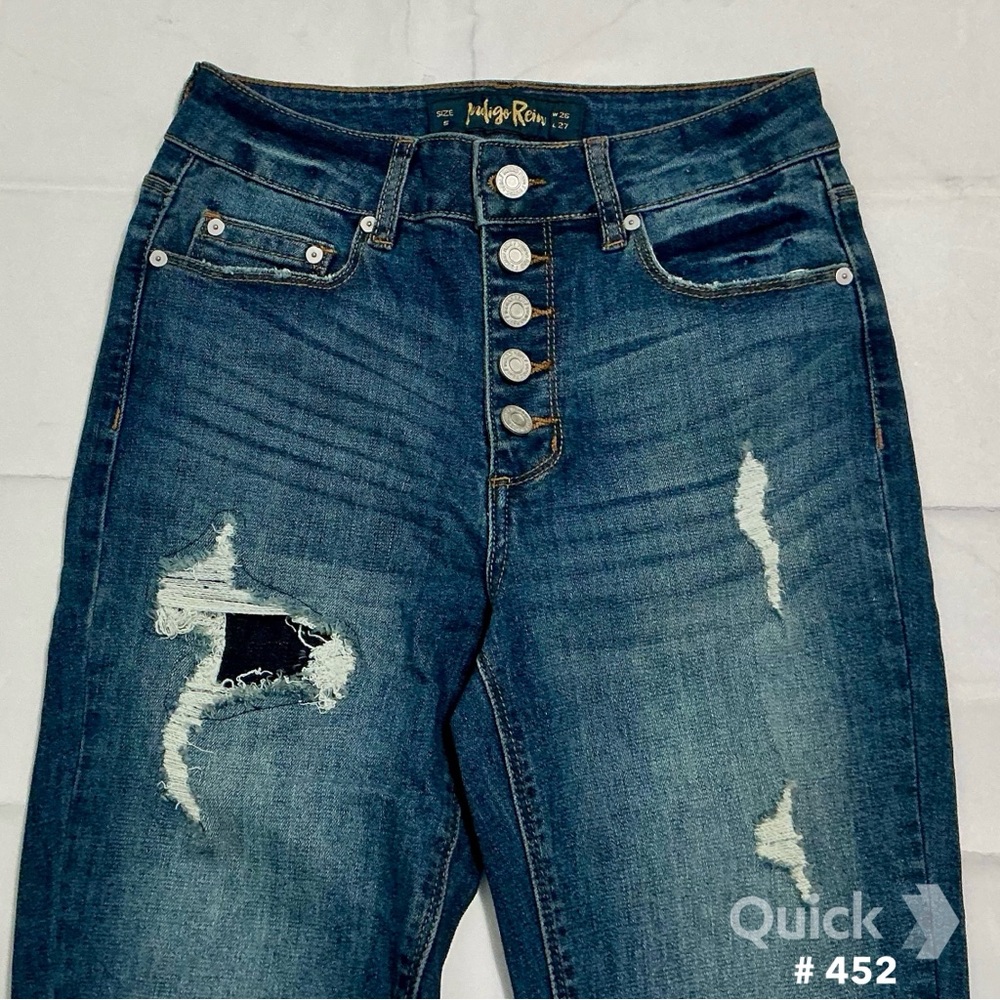 sz 5 - New Indigo Rein Juniors' Distressed Jeans